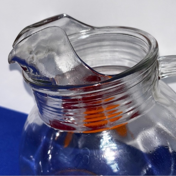 Anchor Hocking Vintage Glass Pitcher Fruit Tilted Ball Design Small Juice Orange - Picture 5 of 8